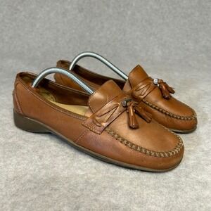 Thom McAn Women's Tan Leather Tassel Loafers Comfort Shoes Size 9W FLAW heritage